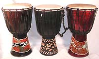 Aboriginal dotted color djembe with sheep skin on surface, also adjustable alpine stringto tune the sound