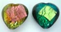 Square foil heart shape murano glass bead