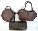 Assorted deep brown PVC strong leather handle purse