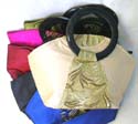 Vase shape assorted color silk round handle handbag