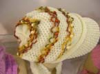 Beaded in fashion scarf and hat set with shiny fring design