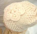 Pearl bead flower crochet scart and hat winter set