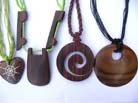 Summer fantasy necklaces with coconut wood pendant and beaded cord