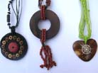 Summer fantasy necklaces with coconut wood pendant and beaded cord
