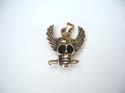Pirate theme skull and wings bronze pendant 