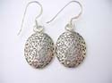 925. sterling silver polished oval web design french hook earring