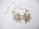 925. sterling silver palm leaf french hook earring