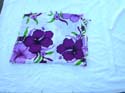 Purple flower motif on white sarong wrap