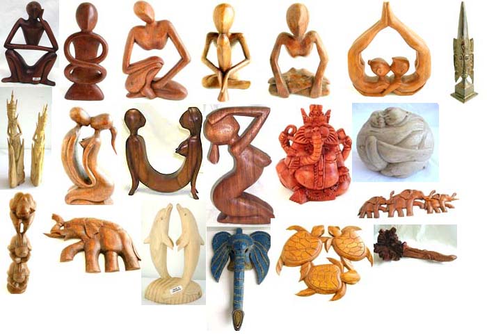  Carving and Cane Wood Figurine, randomly picked from Balinese Wood