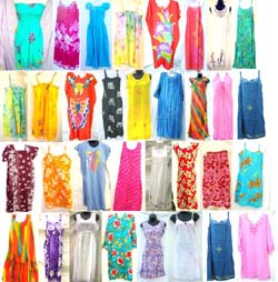 Assorted Bali lady's dresses included Kaftan/Caftan, Tank Sun Dress, Cap Sleeves Dress and Plus Size Dress