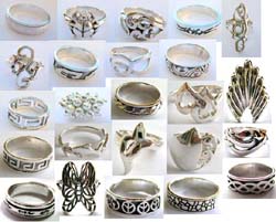 Assorted sterling silver celtic ring, filigree ring, spinning ring, animal figure ring, 