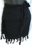 Black color mini skirt with 2 strings to tie up and dangle at the bottom