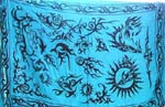 Blue sea life black sea creature design fashion sarong with multi 