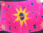 Earth view with sun and star desige in pink and black color