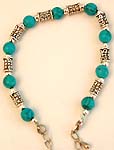 Bali silver beads and round cut turquoise beads forming fashion braceletAssorted color 