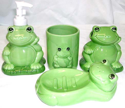 9 Kids Bathroom Ideas, Frog Bathroom Accessories Set